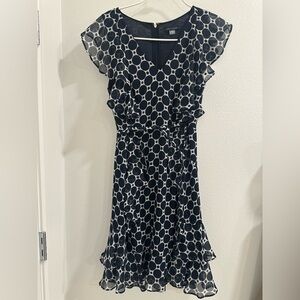 Tommy Hilfiger pattern navy and white Ruffle Dress